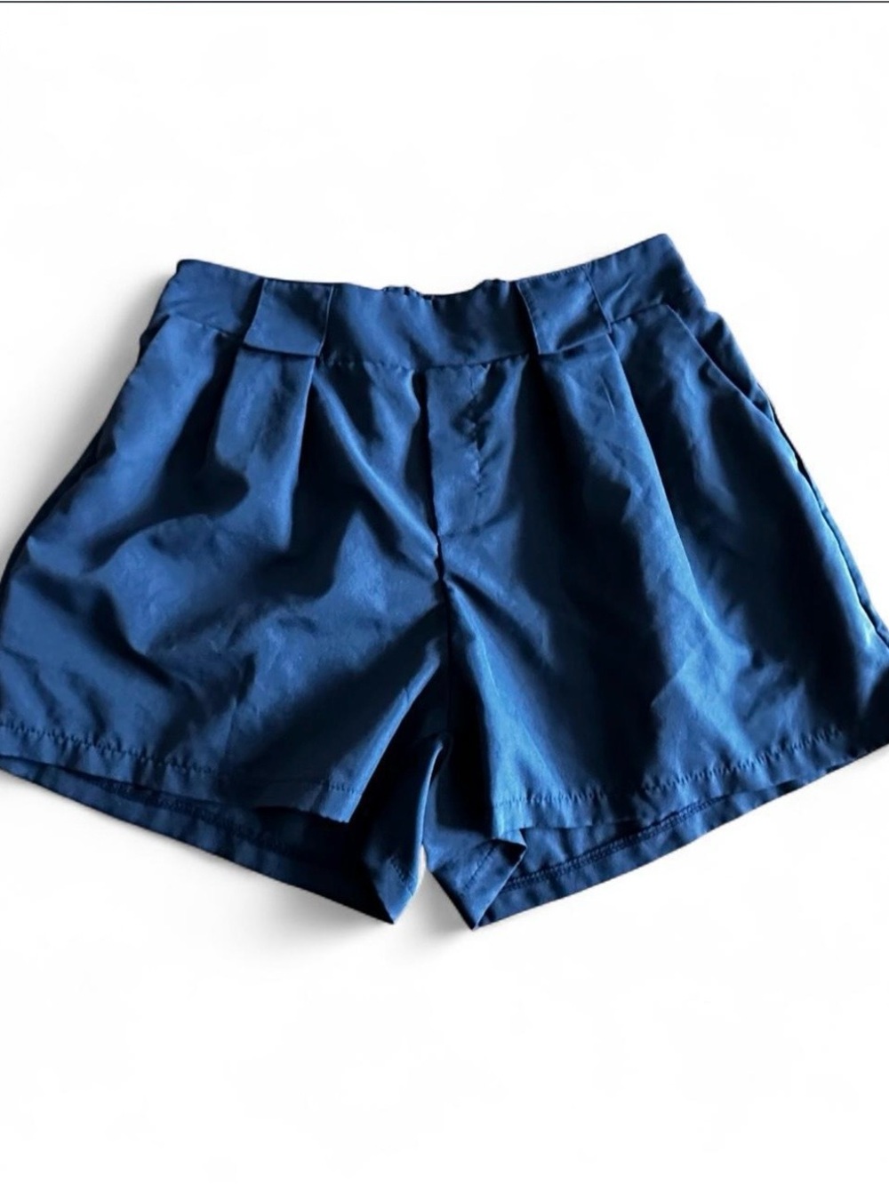 SHEIN High-Waist Navy Pleated Tailored Shorts
